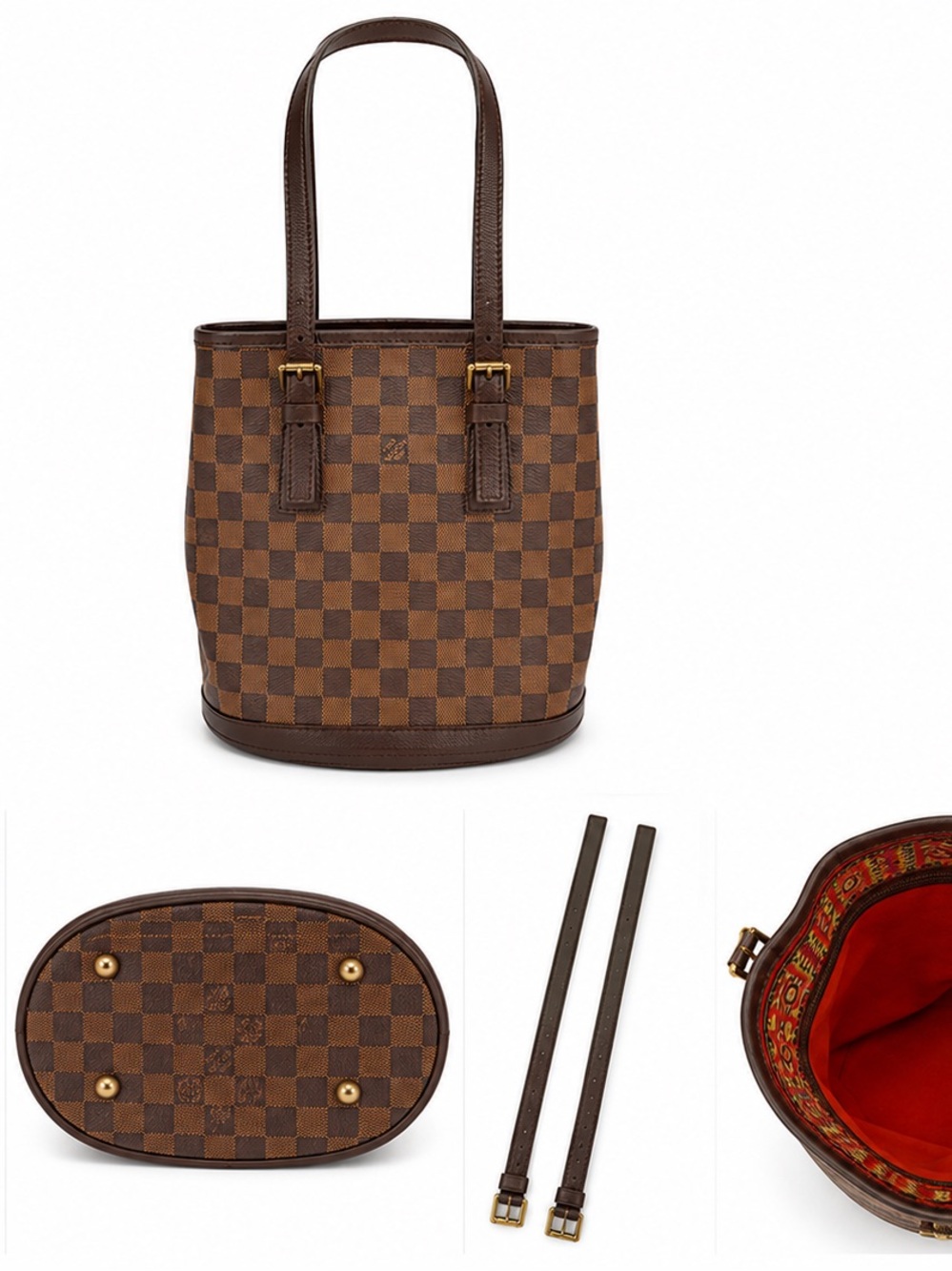 Louis Vuitton Damier Bucket Tote Bag Modified Interior As Is